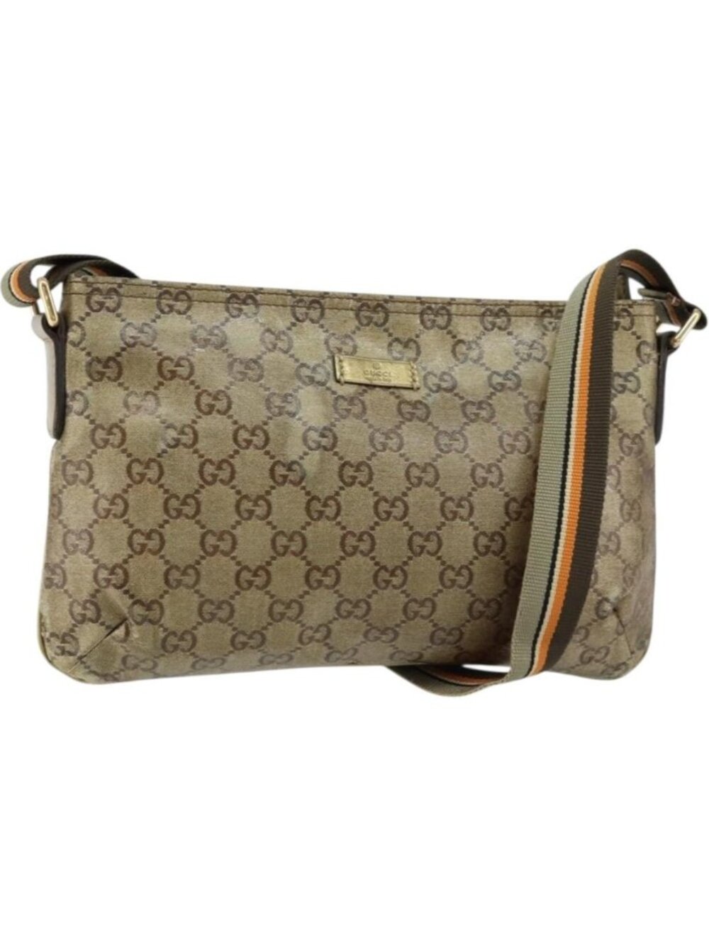 GUCCI GG Crystal Shoulder Bag Beige Gold 189749